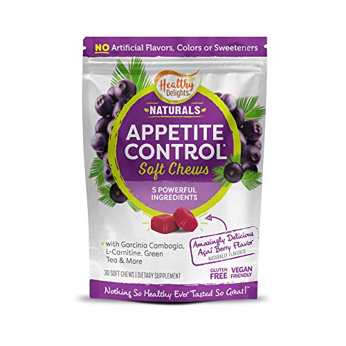 Healthy Delights Naturals, Appetite Control Soft Chews, With Garcinia Cambogia, L-Carnitine, Green Tea & More, Delicious Acai Berry Flavor, 30 Count (2057115)