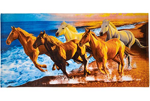 Book Cover Horses on The Beach Super Soft Plush Cotton Beach Bath Pool Towel