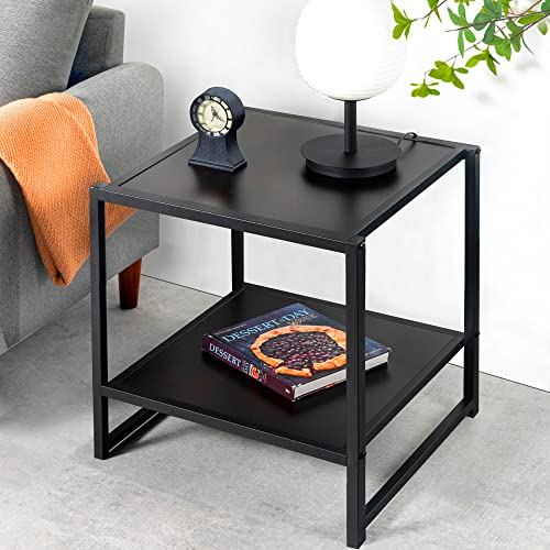 Book Cover ZINUS Dane 20 Inch Black Frame Side Table / End Table / Easy Assembly, Rich black wood grain (Espresso)