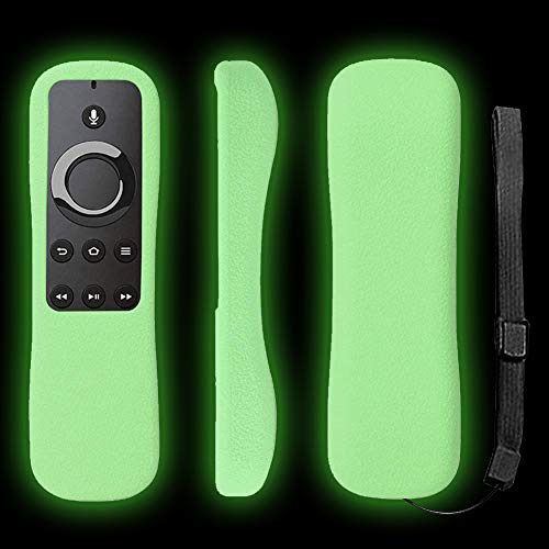 Book Cover Fire TV Remote Case SIKAI Shockproof Anti-Lost Protective Silicone Cover for 5.9'' Amazon Fire TV, Fire TV Stick, Fire TV Cube Alexa Voice Remote Skin-Friendly with Remote Loop (Glow in Dark Green)