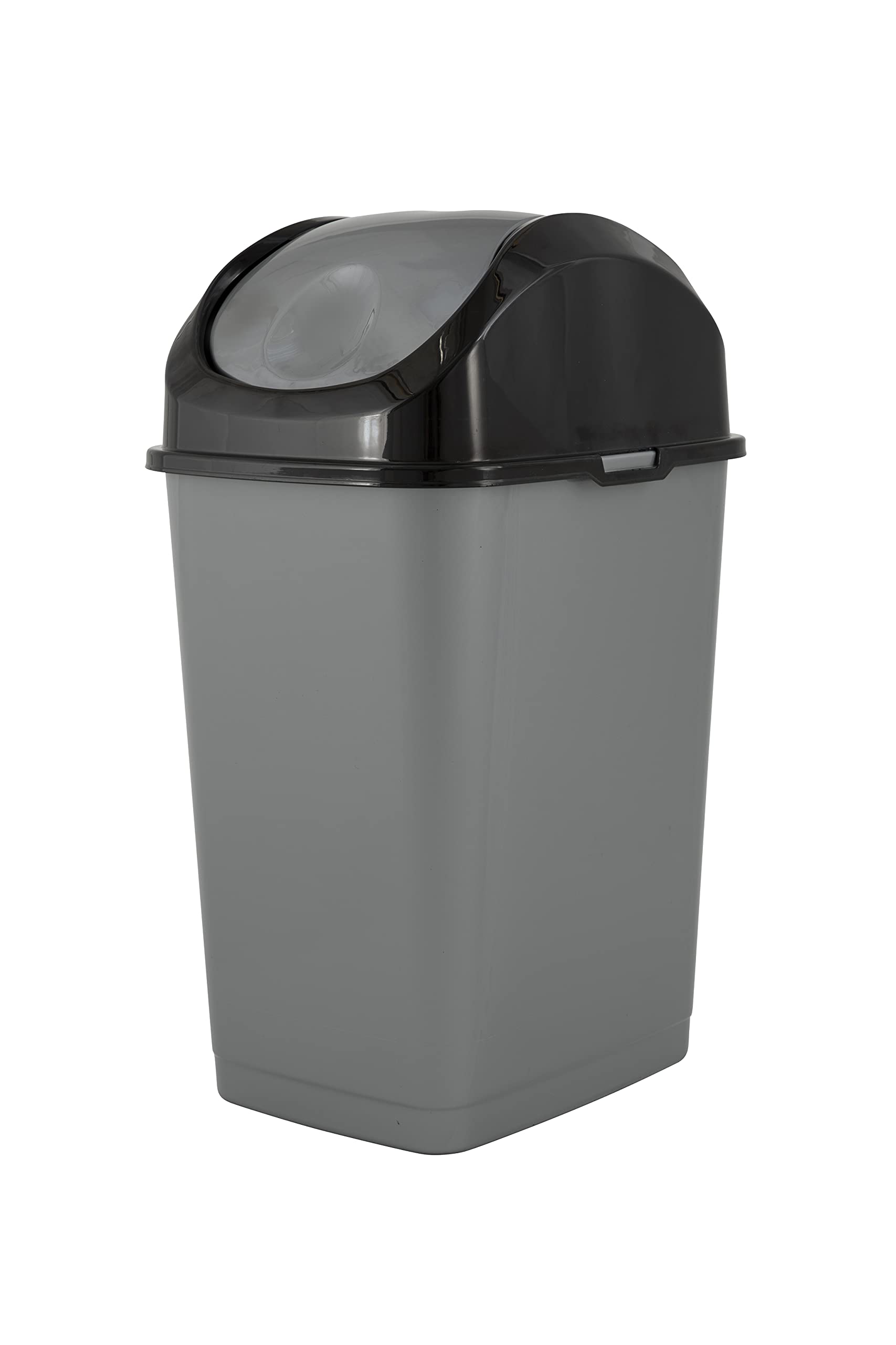Superio Compact Slim Trash Can 4.5 Gallon With Swing Top Cover (Gray and Black) 18 Liter 1 4.5 Gallon