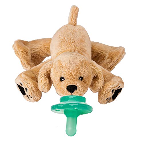 Book Cover Nookums Paci-Plushies Buddies - Retriever Pacifier Holder - Adapts to Name Brand Pacifiers, Suitable for All Ages, Plush Toy Includes Detachable Pacifier