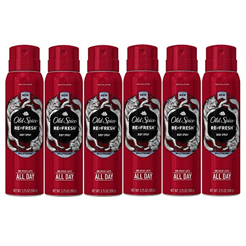 Old Spice Wild Collection Re-Fresh Deodorant Body Spray, Wolfthorn 3.75 oz (Pack of 6)