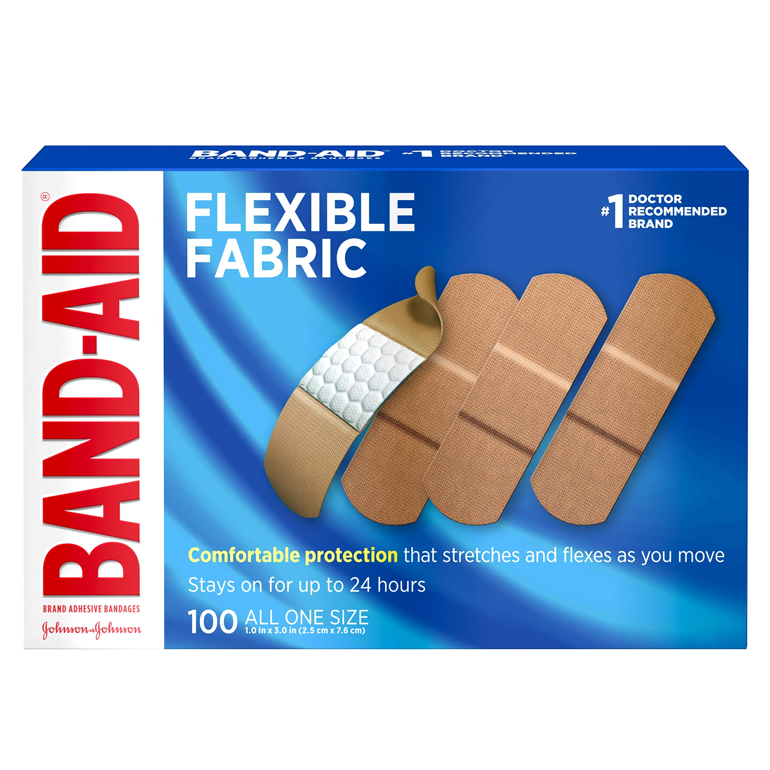 Band-AID Flexible Fabric Adhesive Bandages 3/4 Inch X 3 Inches 100 ea (Pack of 2)