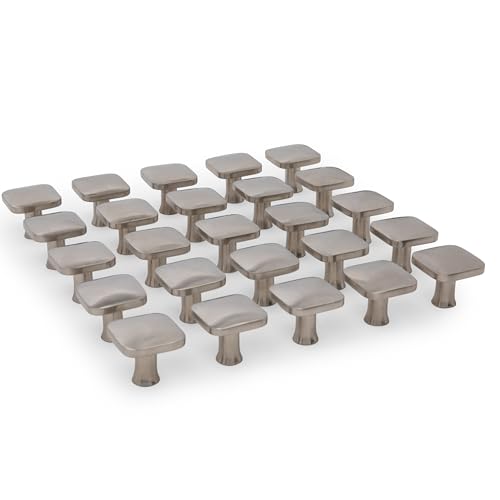 AVIANO Satin Nickel Cabinet Hardware Square Knob - 1-1/8 - 25 Pack by Aviano