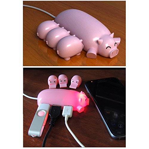 Book Cover Naughtygifts Cute Mom Pig USB Hub with 3 piglet decoration lids, Toooo cute, Best Gift Choice, Random Color