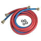 Highcraft CNCT25612L Line, for Hot and Cold Water Supply, Washing Machine Hose Connector EPDM Rubber Tube Cover 12 Ft (Pack of 2 1, Red/Blue