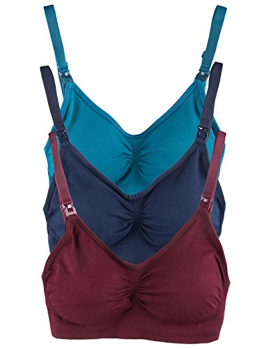 Caramel Cantina 3 Pack Nursing Maternity Soft Support Bra (X-Large, Winter)
