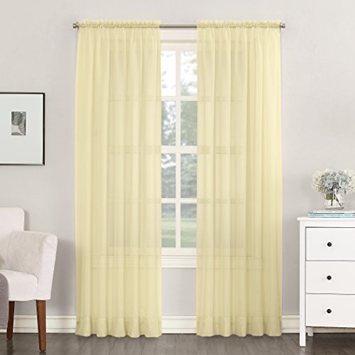 No. 918 53566 Emily Sheer Voile Rod Pocket Curtain Panel, 59" x 108", Yellow