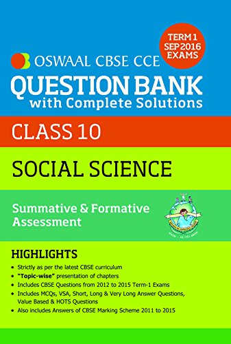 Oswaal CBSE CCE Question Bank With Complete Solutions For Class 10 Term I (April to Sep. 2016 ) Social Science
