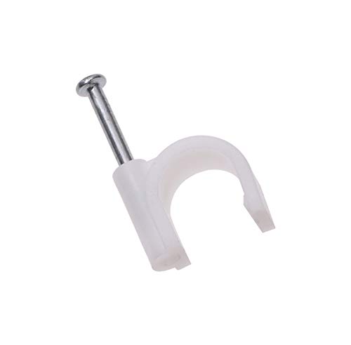 Mini Skater Circle Ethernet Nylon Wire Cable Clips Clamps with Steel Nail, 10mm Diameter, 100pcs/Pack (10mm,White