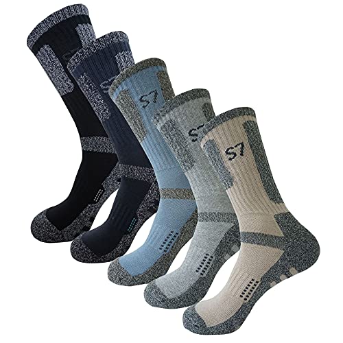 SEOULSTORY7 5Pack Men's Climbing Cushion Hiking/Performance Crew Socks 5Pair Large2