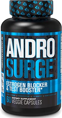 Androsurge Estrogen Blocker for Men - Natural Anti-Estrogen, Testosterone Booster & Aromatase Inhibitor Supplement - Boost Muscle Growth & Fat Loss - DIM & 6 More Powerful Ingredients, 60 Veggie Pills