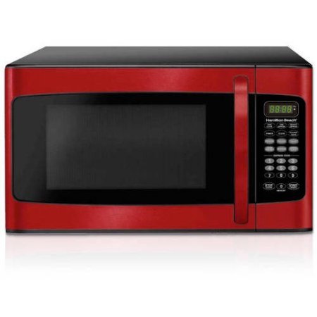 Hamilton Beach 1.1 cu ft, 10 Power Levels, LED Display, 1000W, Microwave Oven, Red,10 Power Levels, 6 Quick Set menu Buttons (Red)