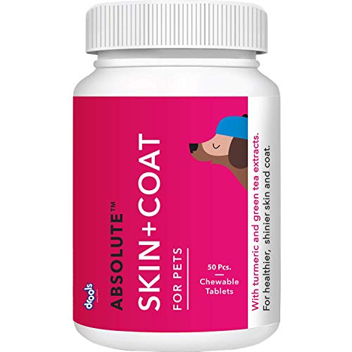 Drools Absolute Skin + Coat Tablet- Dog Supplement, 50 Piece for All Breed Sizes for Dogs Preservative-Free