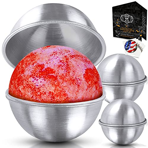 Book Cover Stainless Steel Bath Bomb Molds Professional Set of 3 Sizes. Heavy Duty Metal, Dent and Rust Proof by Healthy Home Helper.
