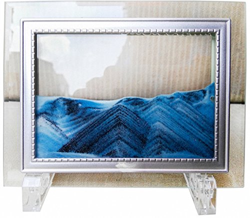 Book Cover YayaCat Deep Sea Moving Sand Art Picture Sandscapes in Motion Office Desktop Art Decor Mini Size Blue 7