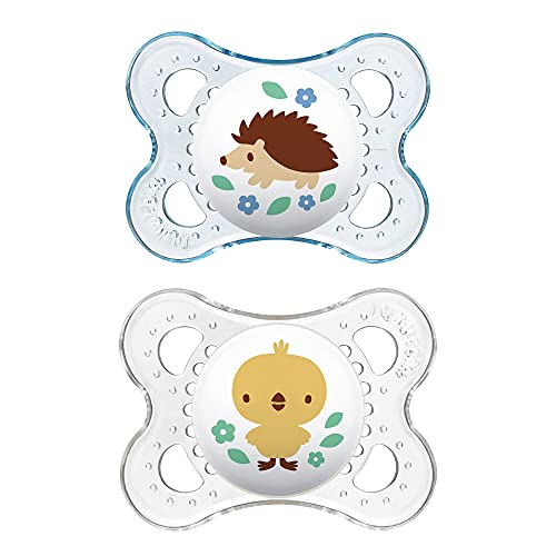 Book Cover MAM Pacifiers, Baby Pacifier 0-6 Months, Best Pacifier for Breastfed Babies, â€˜Clearâ€™ Design Collection, Boy, 2-Count