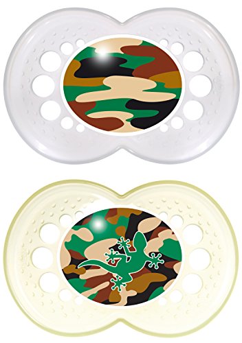 MAM Pacifiers, Baby Pacifier 16+ Months, Best Pacifier for Breastfed Babies, 'Camo' Camouflage Designs, Unisex, 2-Count