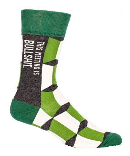 Blue Q Men's Novelty Crew Socks - "This Meeting is Bullshit" (Men's Size 7-12)