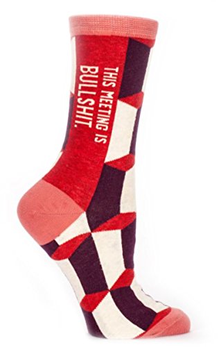 Blue Q Women's Novelty Crew Socks - this Meeting is Bullsh-t (Women's Size 5-10)