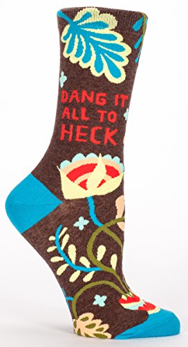 Blue Q Women's Novelty Crew Socks - Dang It All To Heck (Women's Size 5-10)