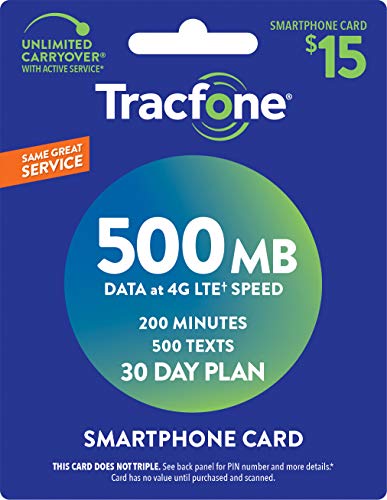 Tracfone Smartphone Service Plan - 30 Days, 500MB Data, 200 Minutes, 500 Texts (Mail Delivery)