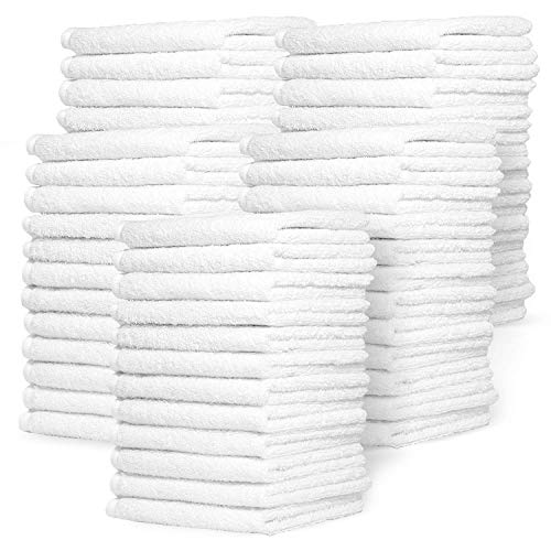 Book Cover Zeppoli Wash Cloth Towels by Royal, 60-Pack, 100% Natural Cotton, 12 x 12, Soft and Absorbent, Machine Washable, White (60-Pack)