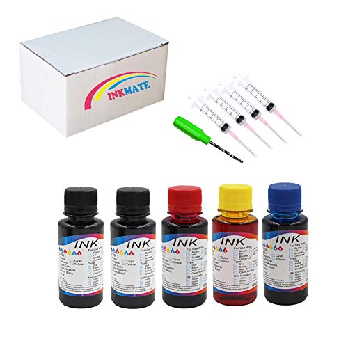 INKMATE Premuim 5 x 100ml Dye Ink Refill Kit for 952 / 952XL for OfficeJet Pro 8710 8715 8720 8725 8730 8740 Fit Refillable Ink Cartridge