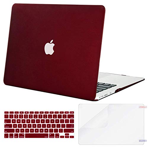Book Cover MOSISO Plastic Hard Shell Case & Keyboard Cover & Screen Protector Only Compatible with MacBook Air 13 Inch (Models: A1369 & A1466, Older Version 2010-2017 Release), Marsala Red