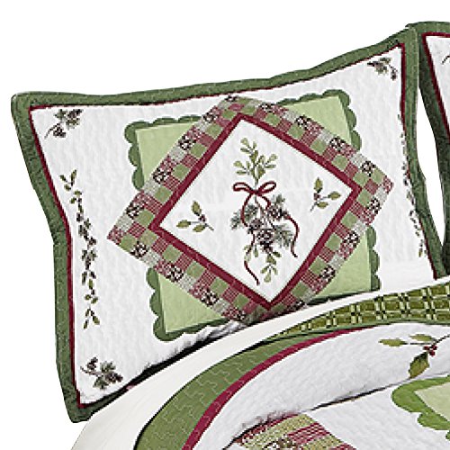 Book Cover Woodland-Inspired Pinecone Patchwork Quilted Pillow Sham