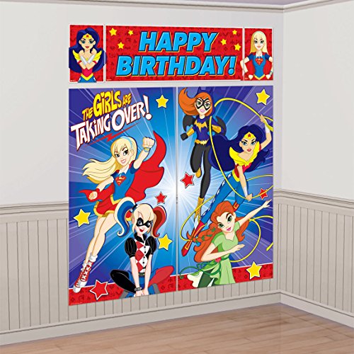 amscan Dc Super Hero Girls Wonder Woman Supergirl Batgirl Party Scene Setter Decoration