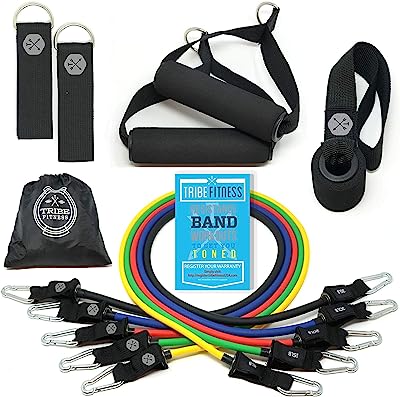 Book Cover TRIBE PREMIUM Resistance Bands Set for Exercise, Workout Bands for Men with Fitness Tension Bands, Handles, Door Anchor, Ankle Straps, Carry Bag & Advanced eBook - Strength Training, Home Gym & More!!