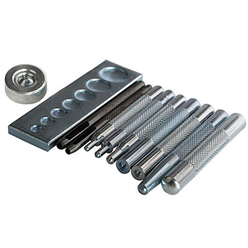 ESKONI Leathercraft Tool Punch Snap Kit Rivet Setter with Base for Punch Hole and Install Rivet Button (Pack of 11) Die Punch Snap Kit Rivet Setter with Base for Punch Hole and Install Rivet Button