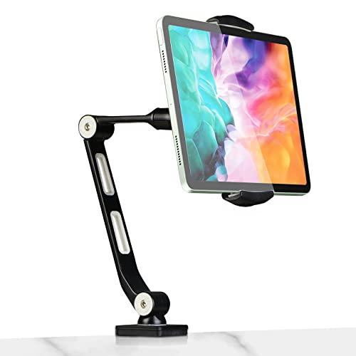 Suptek Aluminum Alloy Cell Phone Desk Mount Stand 360Â° Tablet Stand and Holders Adjustable for iPad, iPhone, Samsung, Asus and More 4.7-11 inch Devices, Good for Bed, Kitchen, Office (YF208B)