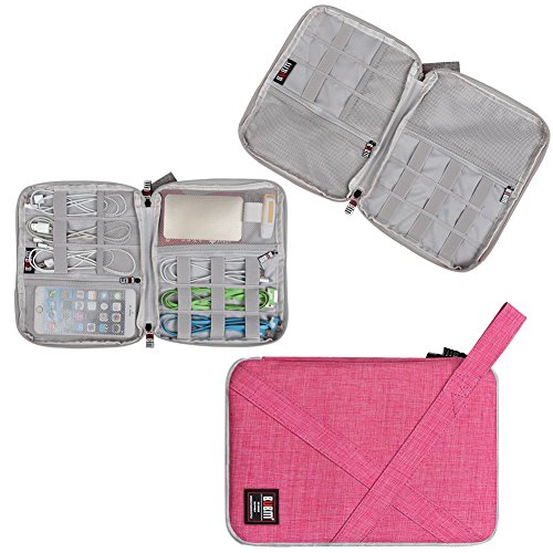 Travel Organizer, BUBM Universal Travel Gear Organizer/Electronics Accessories Bag/Cable Bag/USB Drive Shuttle Case-Rose Red