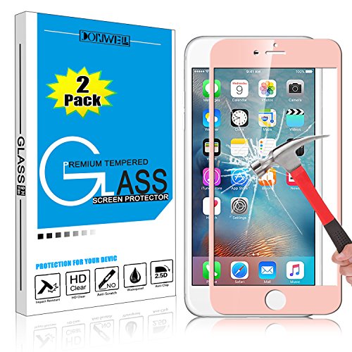 [2 Pack Rose Gold] iPhone 6 6s Plus Screen Protector, DONWELL Full Cover Mirror Effect Tempered Glass Screen Protector for iPhone 6 6s Plus [HD Clear] [ Scratch-Resistant] [Bubble Free]