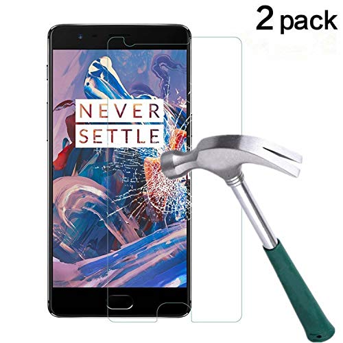 Book Cover TANTEK [2-Pack] Screen Protector for OnePlus 3 / OnePlus Three [2016 Version],Tempered Glass Film,Ultra Clear,Anti Scratch,Bubble Free,Case Friendly
