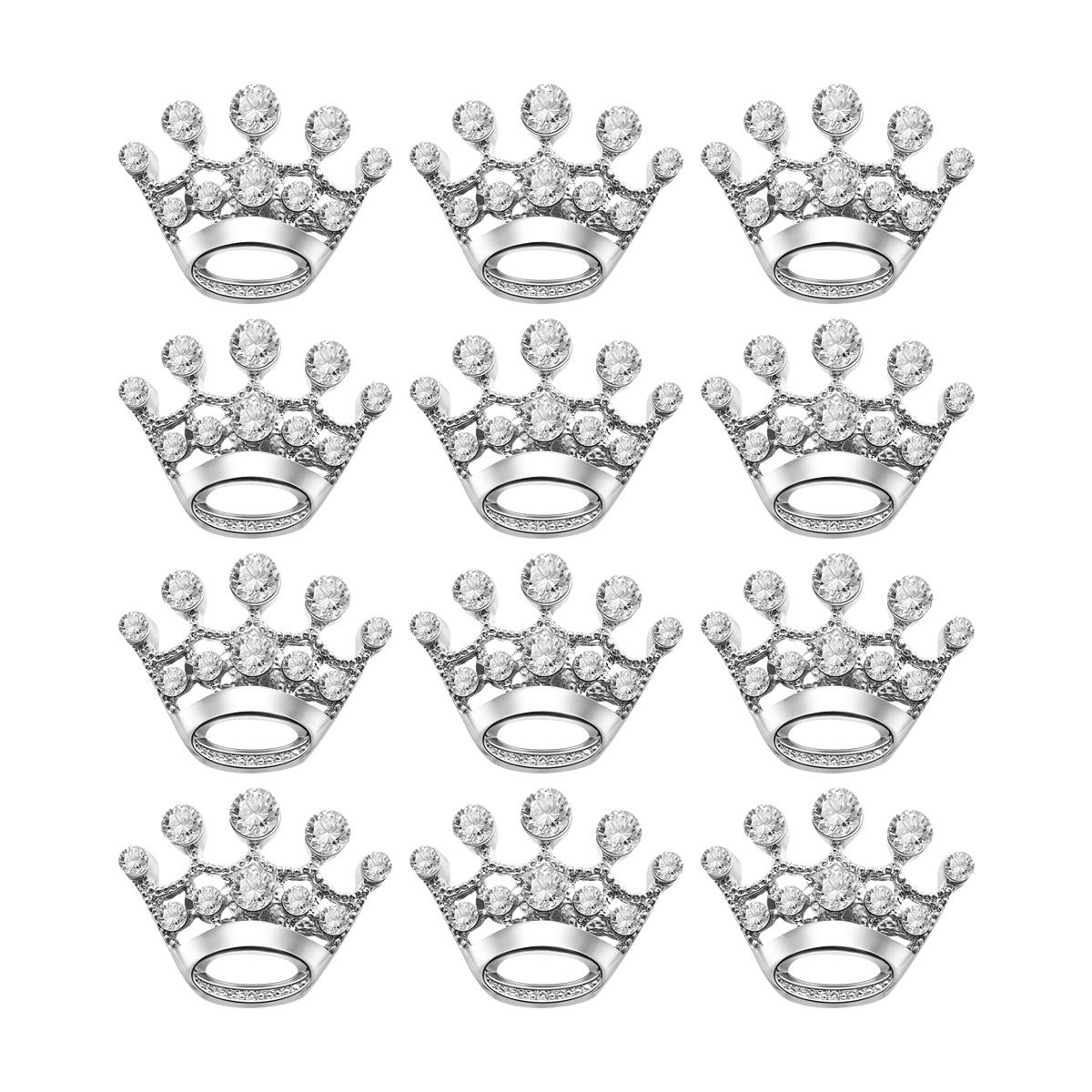 Book Cover Tinksky 12pcs Fashion Diamante Wedding Party Pageant Tiara Crown Corsage Brooch Pin for Wedding Valentine's Day Gift DIY (Silver)