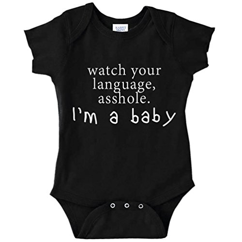 Decal Serpent Watch Your Language Asshole, I'm A Baby Funny Baby Bodysuit Infant