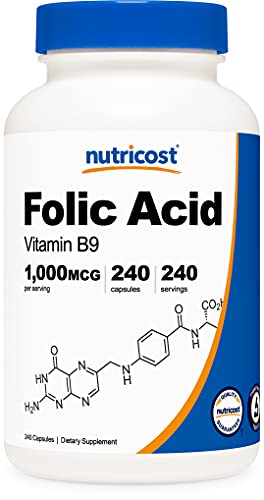 Nutricost Folic Acid (Vitamin B9) 1000 mcg, 240 Capsules