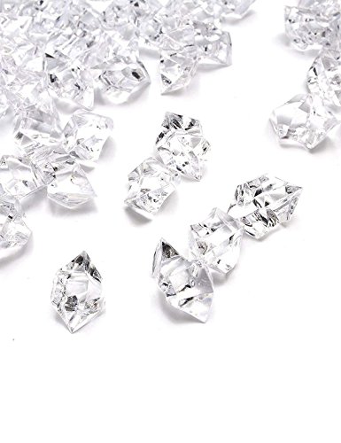 DomeStar Fake Ice Cubes, 4.4Lbs 1,000PCS Acrylic Ice Cubes Clear Rocks Fake Diamonds Clear Acrylic Vase Filler Plastic Crystals Clear Fake Crushed Ice Rocks Acrylic Gems