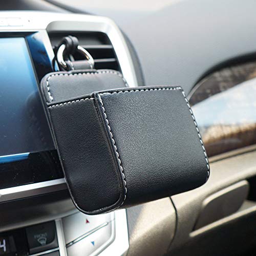LOCEN Car Air Vent Outlet Pocket Storage Holder Pouch for Phone Debris Keys Sunglasses Pens - Black
