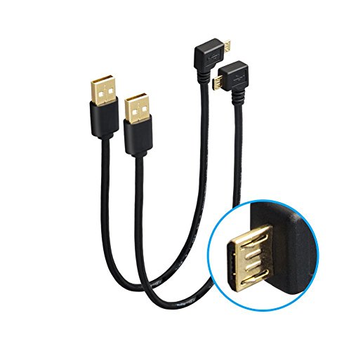 90 Degree Angle Micro USB Cables, VANDESAIL 2 Pack USB 2.0 A Charging Data Sync Cable for Fire TV Stick, Power Bank, Chromecast (1ft, Right Angle + Left Angle)