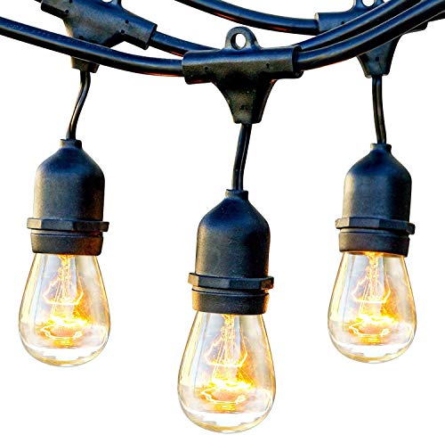 Brightech Ambience Pro Outdoor String Lights - Commercial Grade Waterproof Patio Lights with 24 Ft Dimmable Incandescent Edison Bulbs - Porch String Lights for Patio, Backyard, Outdoors - 11W