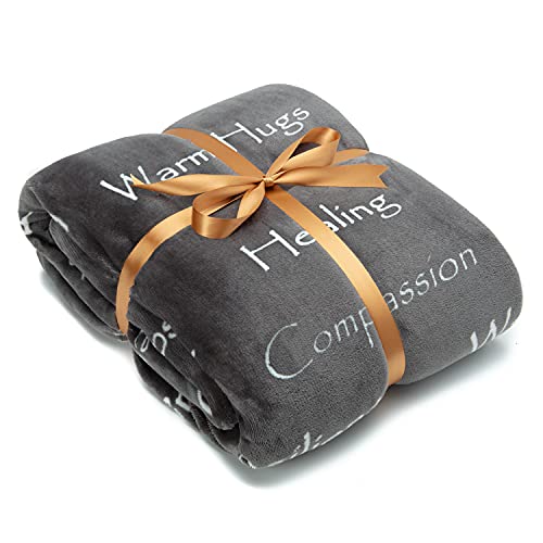 Chanasya Healing Warm Hugs Gift Throw Blanket - Sympathy Gift Cancer Chemo Survivor Get Well Caring Gifts - Comfort Gift Blanket for Love Support Strength - Women Men Friend Grandpa - Gray