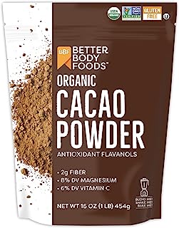 BetterBody Foods Organic Cacao Powder, Non-GMO, Gluten-Free Superfood, Cocoa, 16 Ounce