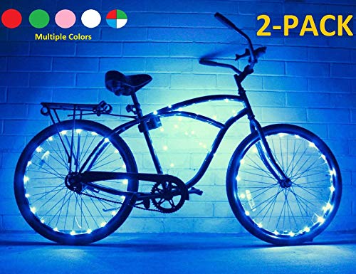 JAOK LED Bike Wheel Lights Ultra Bright Waterproof Bicycle Spoke Lights Cycling Decoration Safety Warning Tire Strip Light for Kids Adults Night Riding -2 Pack