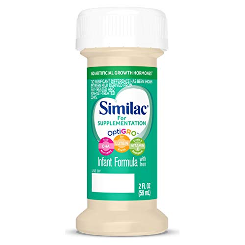 Similac for Supplementation, 48 Bottles, Gentle, Non-GMO Infant Formula, for Breastfed Babies, with Prebiotics, Supports Brain & Eye Development, Ready to Feed, 2-fl-oz Bottle