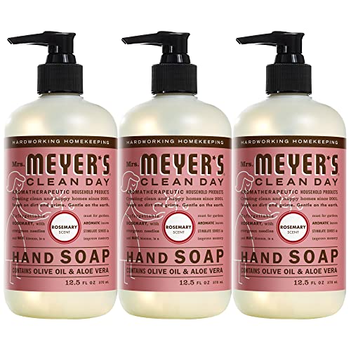 Book Cover Mrs. Meyer's Clean Day Liquid Hand Soap, Cruelty Free and Biodegradable Hand Wash Formula Made with Essential Oils, Rosemary Scent, 12.5 oz - Pack of 3